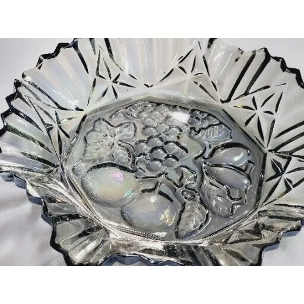 Vintage Carnival Glass Bowl Federal Pioneer Iridescent 10”